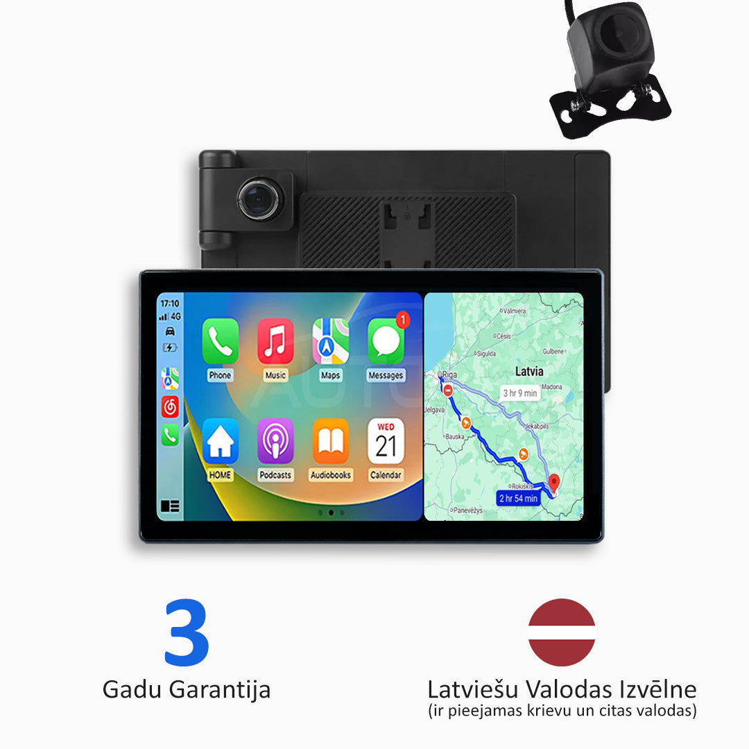 Universāla Automobiļu Multivide ar „Apple CarPlay“, „Android Auto“ un Video Ierakstīšanu (2025. gada Modelis)