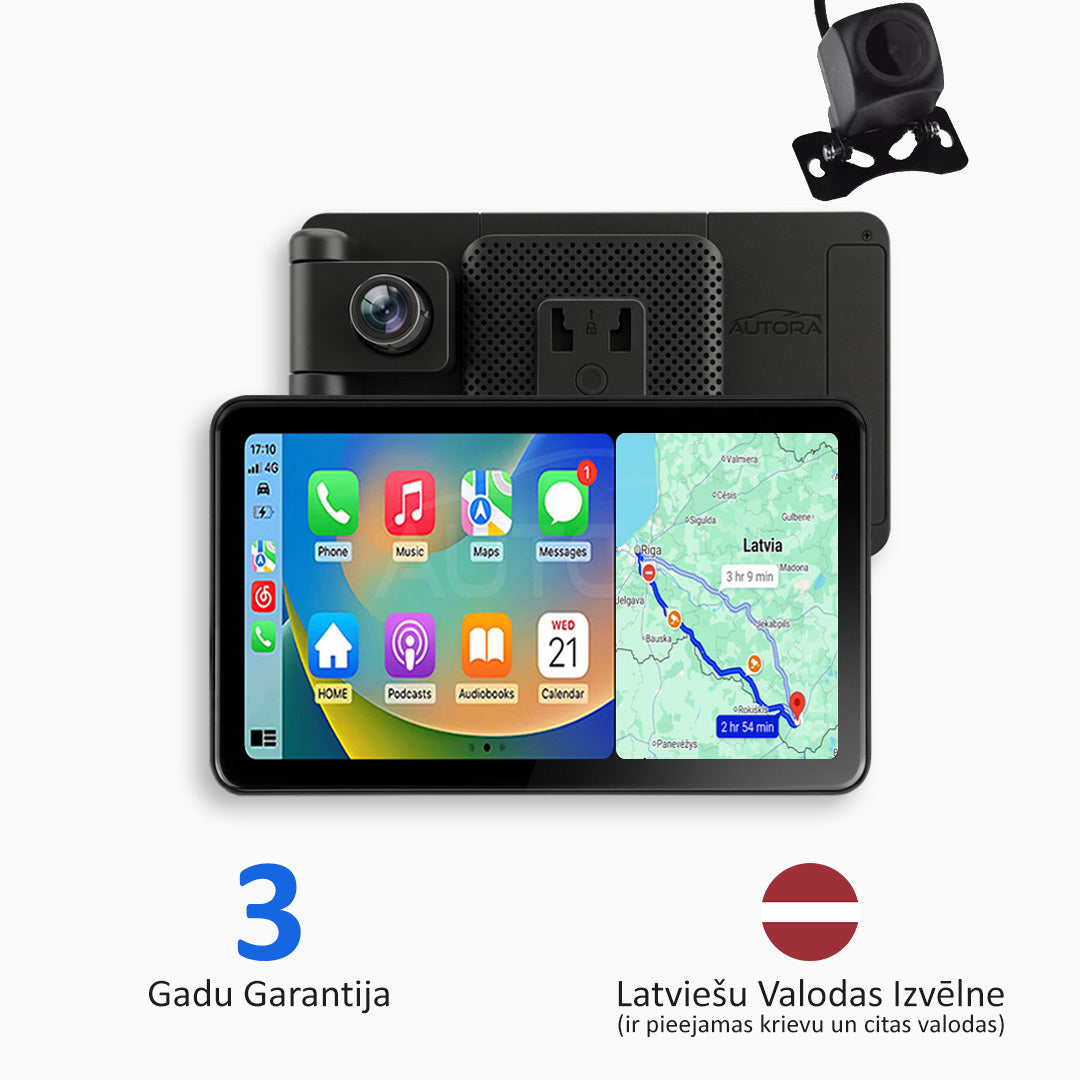 Universāla Automobiļu Multivide ar „Apple CarPlay“, „Android Auto“ un Video Ierakstīšanu (2026. gada Modelis)