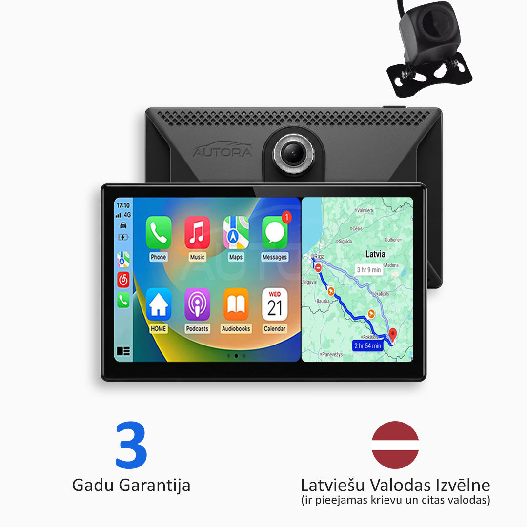 Universāla Automobiļu Multivide ar „Apple CarPlay“, „Android Auto“ un Video Ierakstīšanu (2026. gada Modelis)