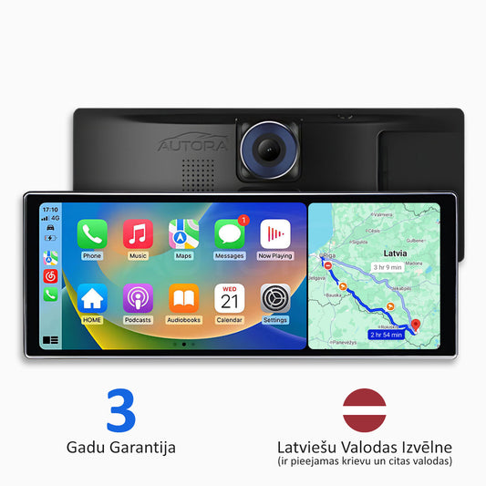 Universāla Automobiļu Multivide ar „Apple CarPlay“, „Android Auto“ un Video Ierakstīšanu (2026. gada Modelis)